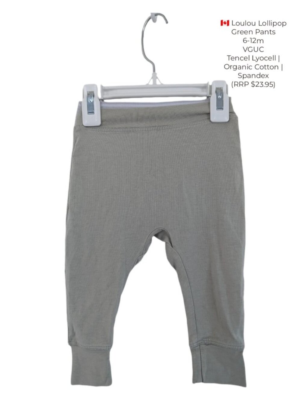 Loulou Lollipop Sage Green Tencel Pants 6-12m